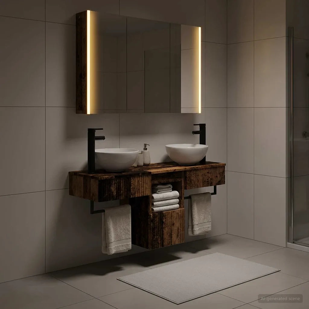 Set di Armadi da Bagno 4 pcs Legno antico 103,5 x 15,5 x 70 cm 3406269