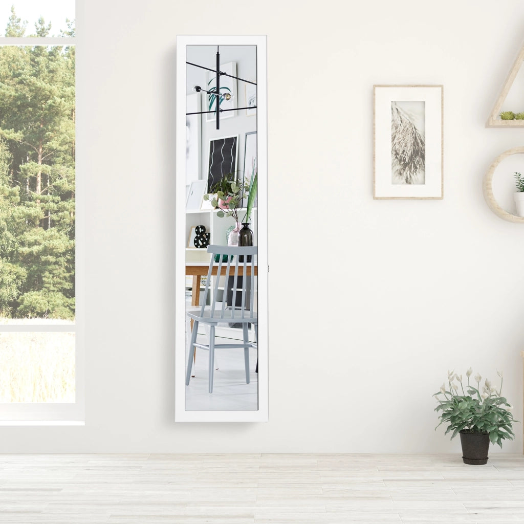 Specchio a figura intera 155 x 37 cm con struttura di legno-Specchio moderno per camera da letto salone ingresso Bianco