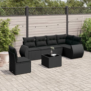 Set Divani da Giardino con Cuscini 7pz Nero Polyrattan 3253772