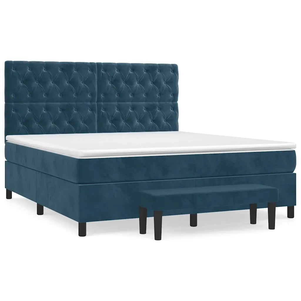 Giroletto a Molle con Materasso Blu Scuro 160x200 cm in Velluto 3138035