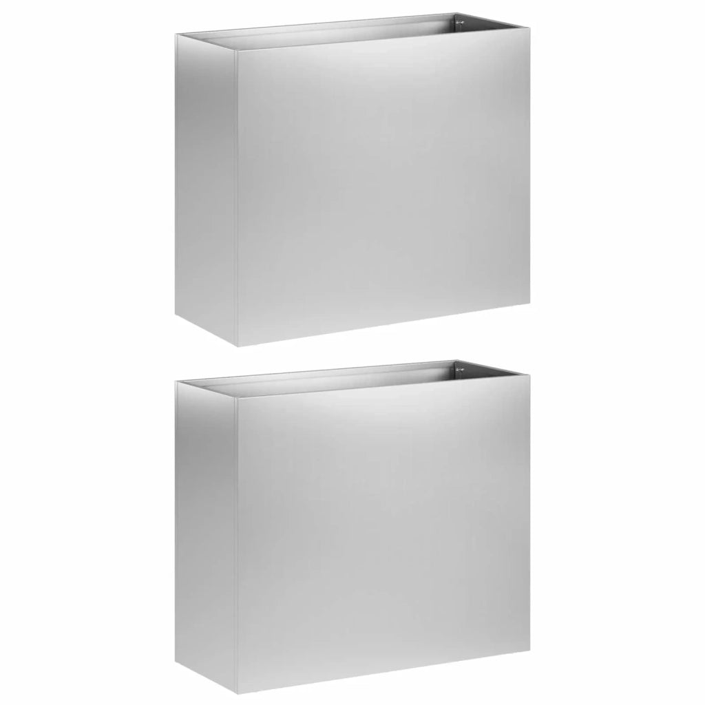 Vaso da giardino 2 pz Argento 50 x 20 x 40 cm Acciaio zincato 8005453