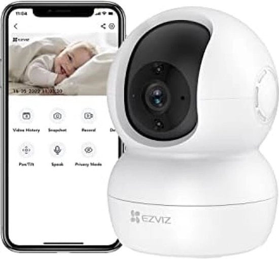 Camera Wi-Fi a vista, per interni, rotativa, 1080p, audio bidirezionale, rilevamento movimento, visione notturna a infrarossi, compatibile con Alexa, TY2