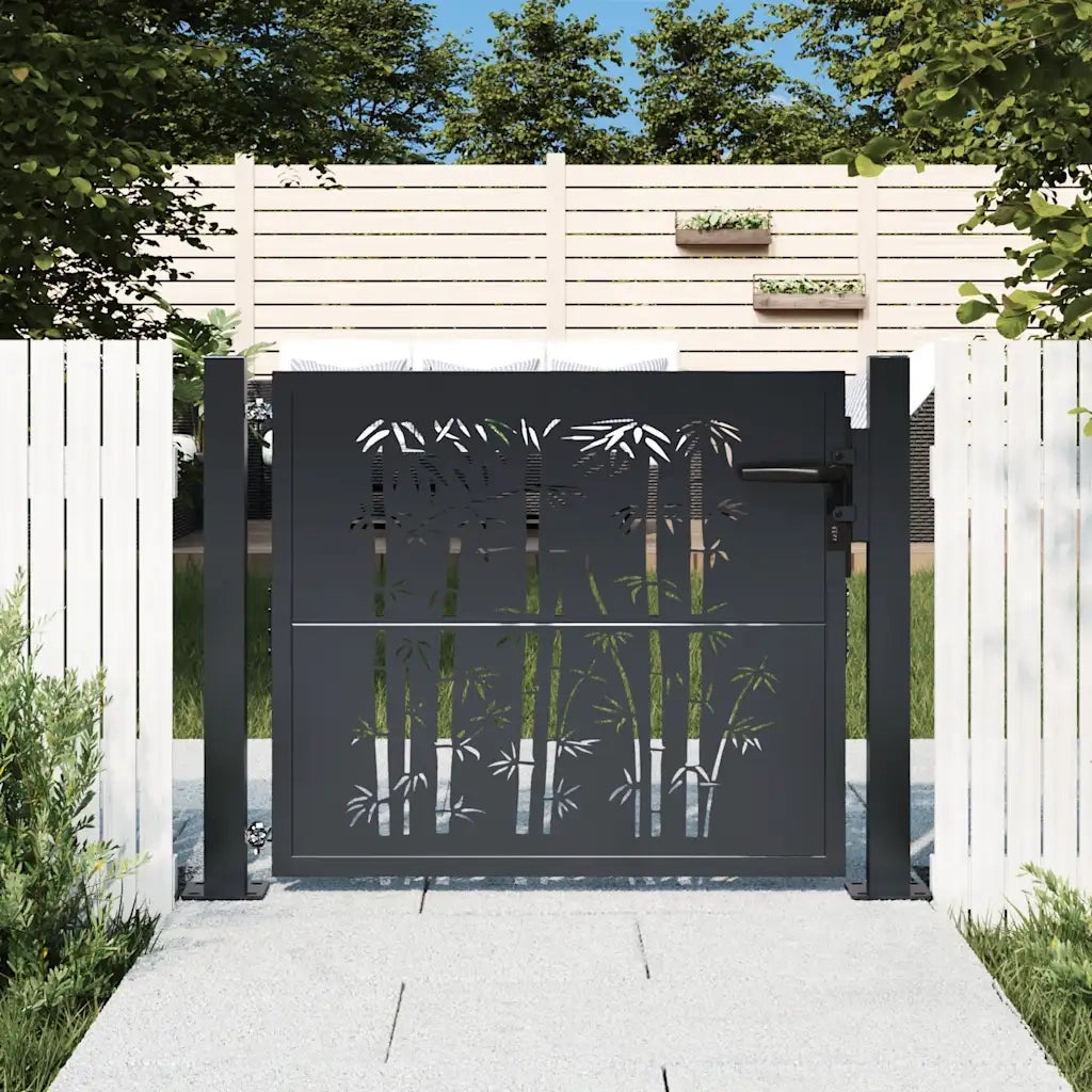 Cancello Giardino Antracite 105x80 cm in Acciaio Design BambÃ¹