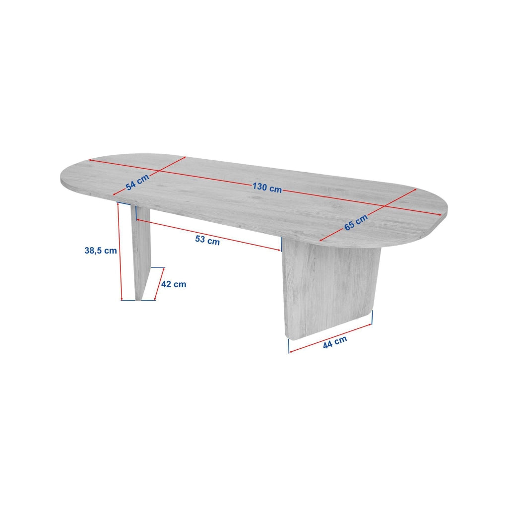 Dozza, Tavolino da Salotto Forma Ovale, 130x65x40h cm Marrone Rovere