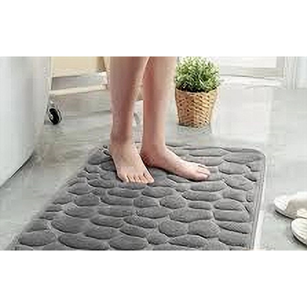 Trade Shop - Tappeto In Tessuto Tappetino Arredo Bagno Antiscivolo 50x80cm Effetto Sassi 79449 -