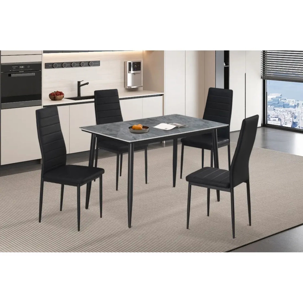Tavolo da pranzo GRANVIA – 120x70 cm – Effetto ardesia – Struttura in metallo – Design compatto e moderno