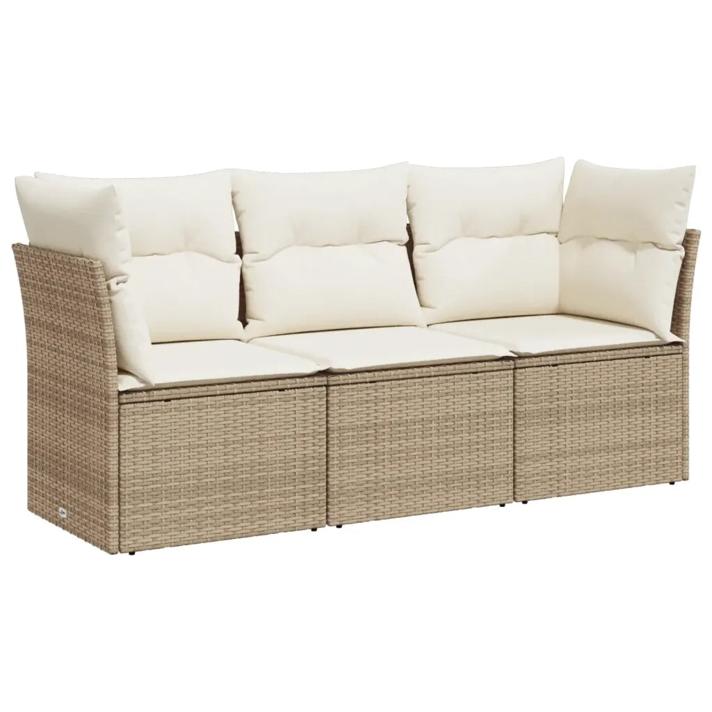 Set Divano da Giardino 3 pz con Cuscini Beige in Polyrattan 3249047
