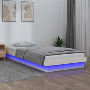 Giroletto LED-Struttura Letto con LED Bianco 75x190 cm Small Single Legno Massello 267769