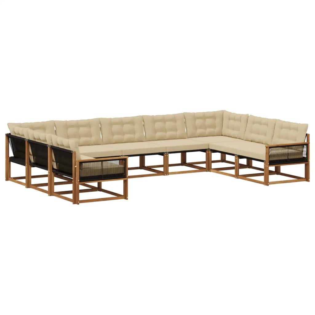 Set di divani da esterno con cuscino 9 pcs Naturale e Beige 3381681