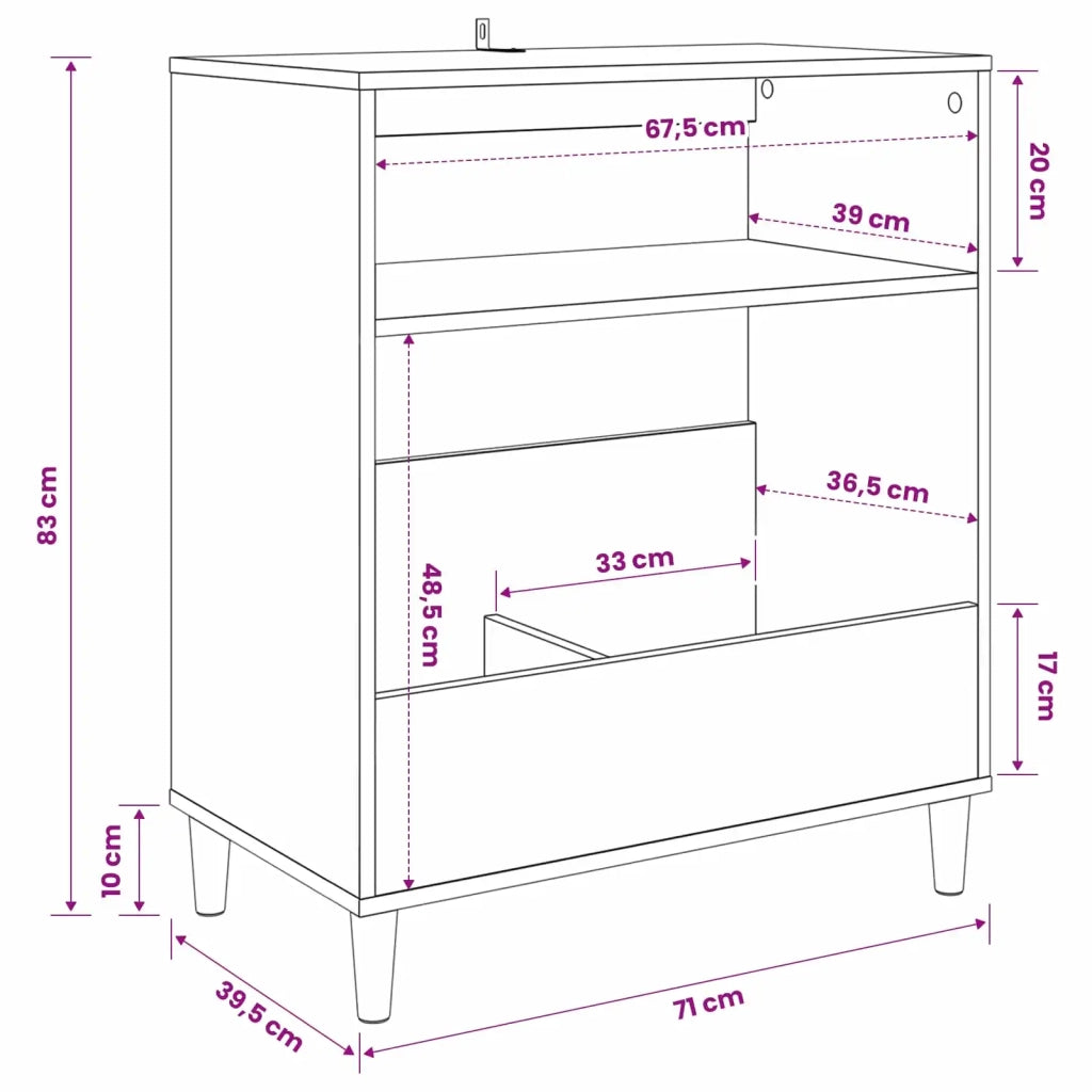 Supporto per giradischi Sonoma grigio 71 x 39,5 x 83 cm 8012895