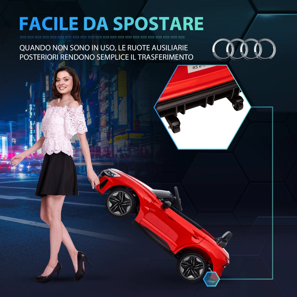 EasyComfort Macchina Elettrica per Bambini 5 Anni max Licenza Audi con Pulsanti, Cinture e Fari, 103x58x41 cm, Rossa e Nera