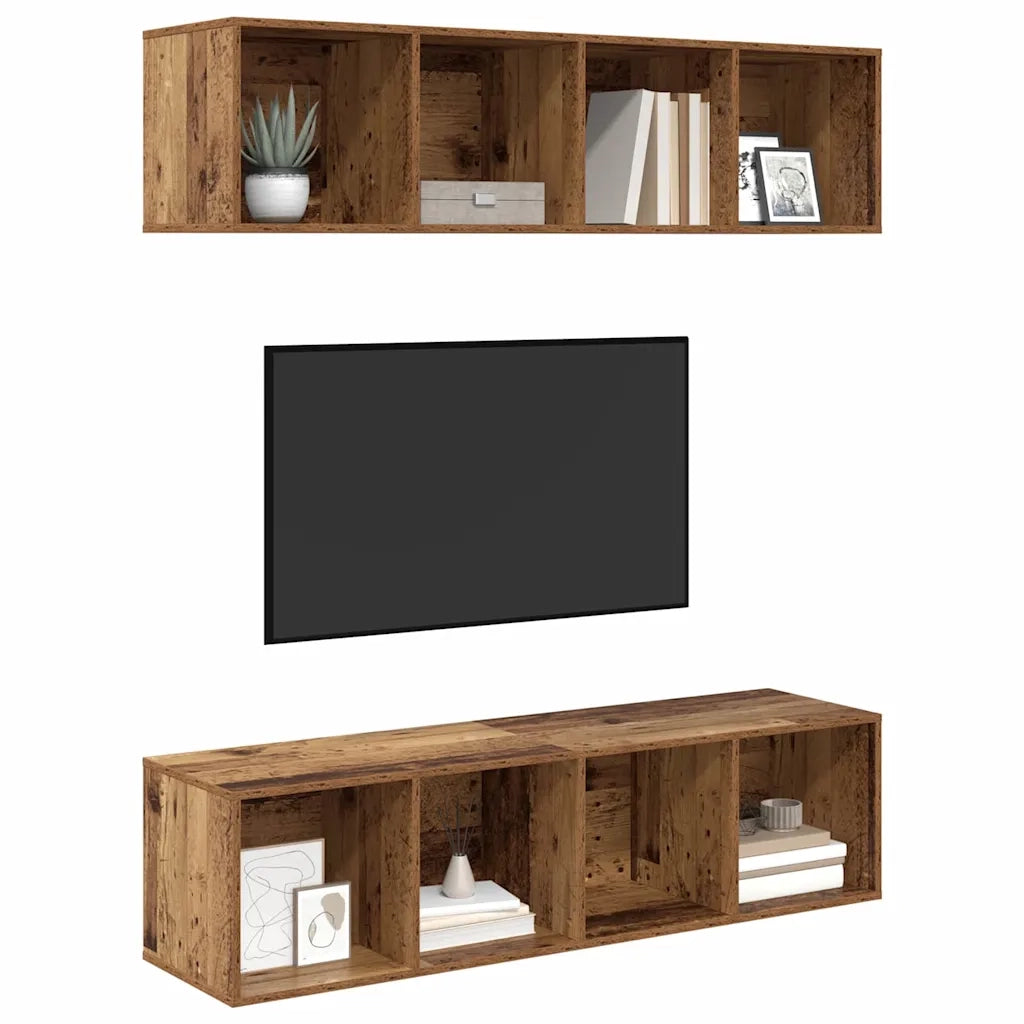 vidaXL Set mobile TV 2 pcs Legno vecchio 37 x 37 x 142.5 cm