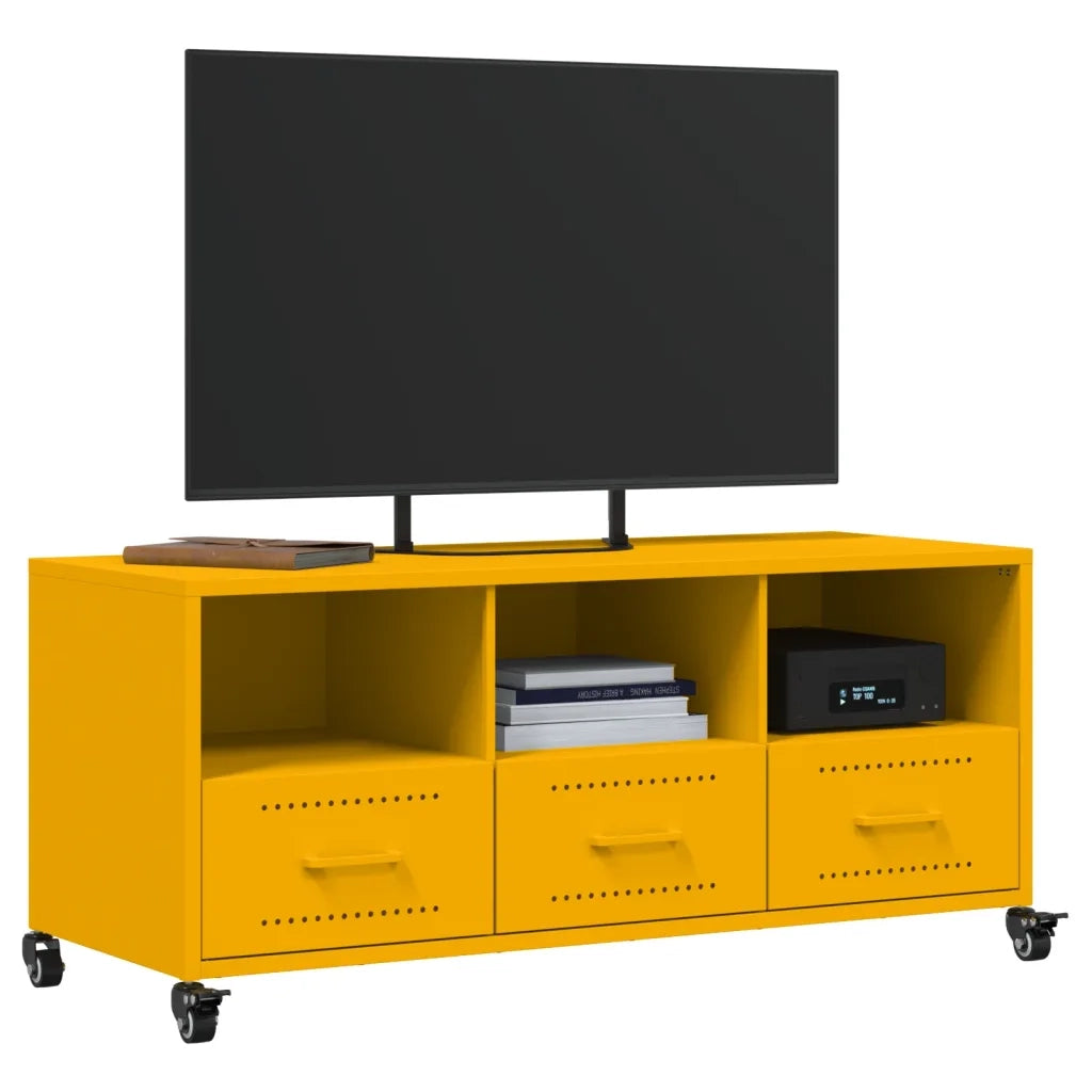 Mobile TV Giallo Senape 100,5x39x43,5 cm in Acciaio 846695