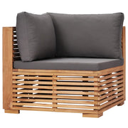 Divano Angolare da Giardino con Cuscino Grigio Massello di Teak 49378