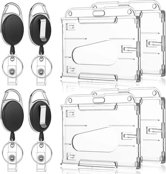4 pezzi di Badge Reel - Ospite ID - Porta Badge - Catena retrattile - Porta Carte d'Identità - Ospiti ID