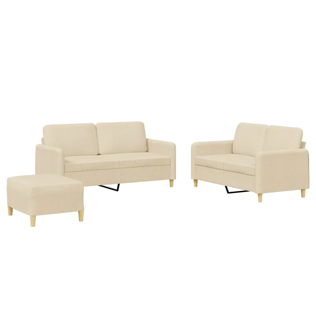 vidaXL Set di Divani 3 pz con Cuscini Crema in Tessuto