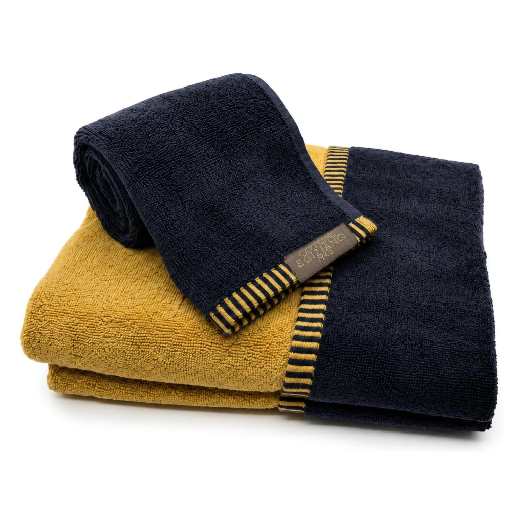 Sazaga, set di Asciugamani 100% Cotone set da 2 Reversibile, Nero