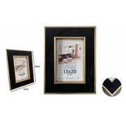 Trade Shop - Portafoto Cornice Per Foto Poster Quadri Tele 15x20 Cm Nera Con Bordi Oro 70302 -