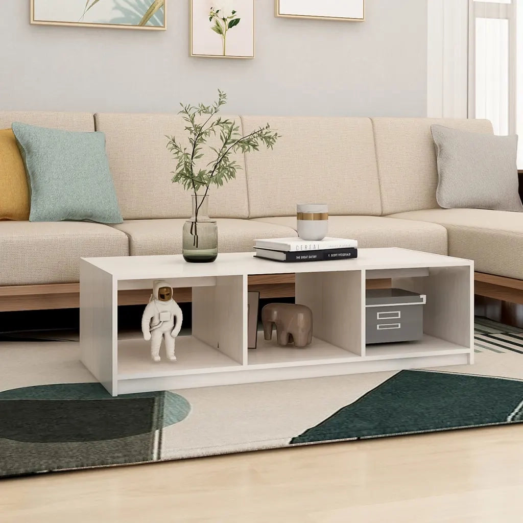 Tavolino da salotto | Tavolino da caff¨¨ | Tavolino da Soggiorno Bianco 110x50x34 cm Legno Massello di Pino