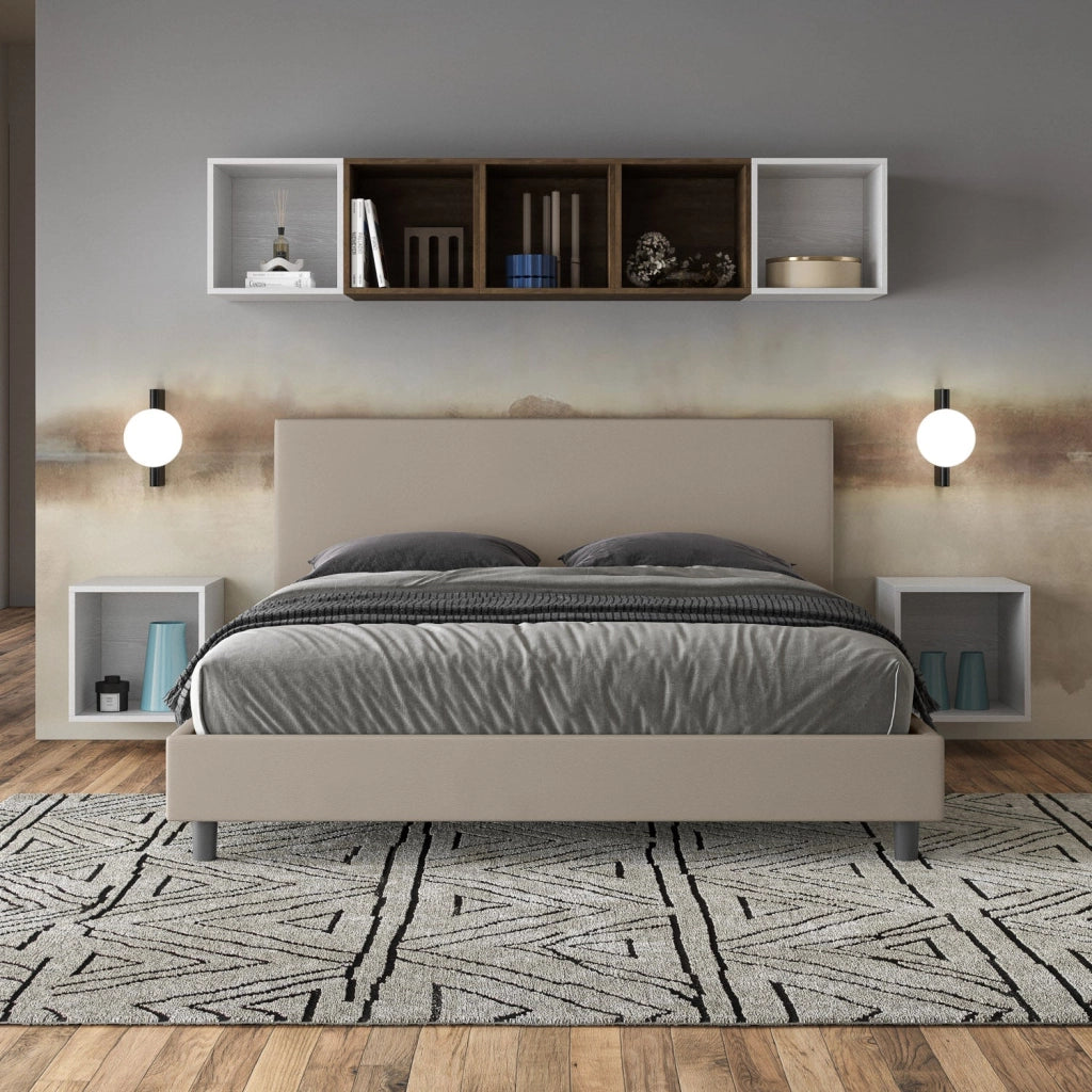 Letto Matrimoniale 160x190 cm con Rete Naspy Tortora