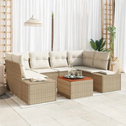 Set Divano da Giardino con cuscino 7 pcs Beige polyrattan