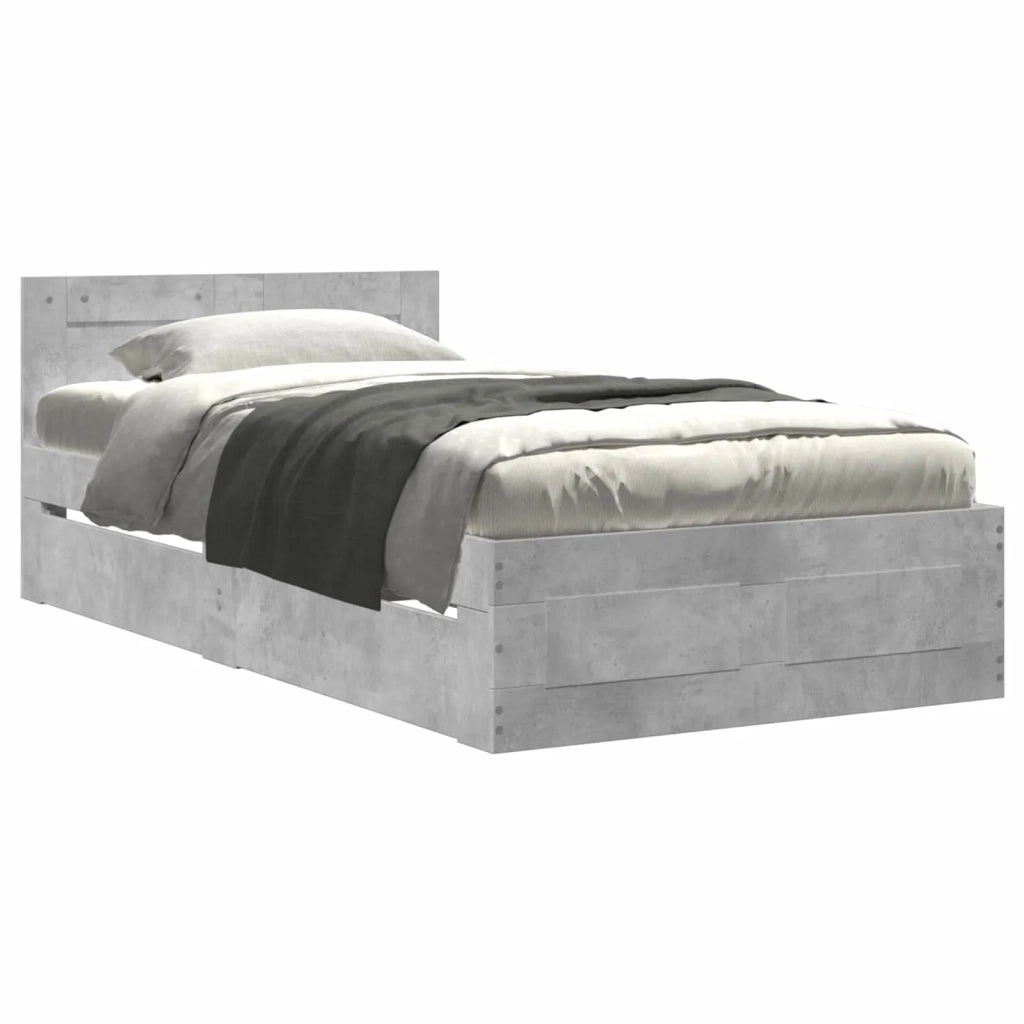 Struttura del letto 2 pz Grigio Cemento Legno ingegnerizzato 3429682