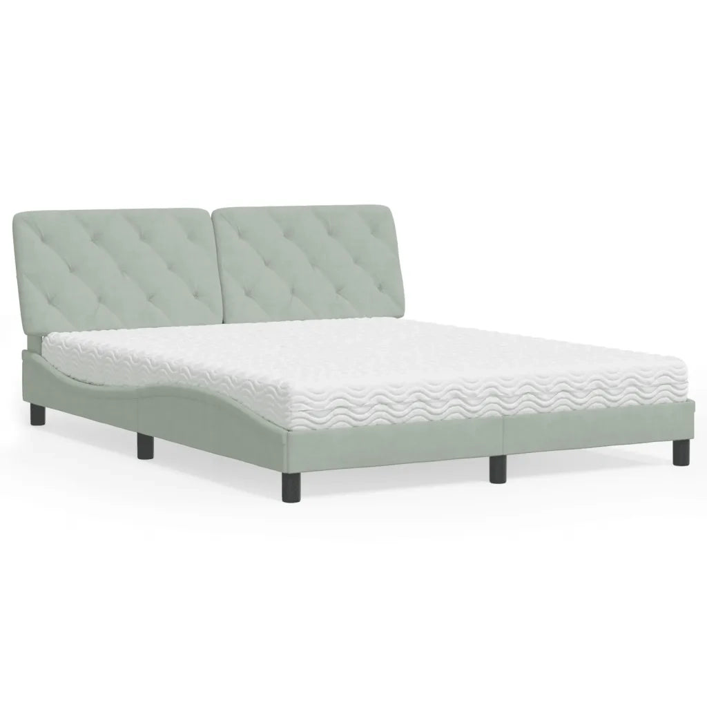 Letto con Materasso Grigio Chiaro 160x200 cm in Velluto 3208664
