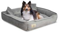AIO FACTORY Cuccia per cani 100x75 cm in velluto grigio con cuscino impermeabile
