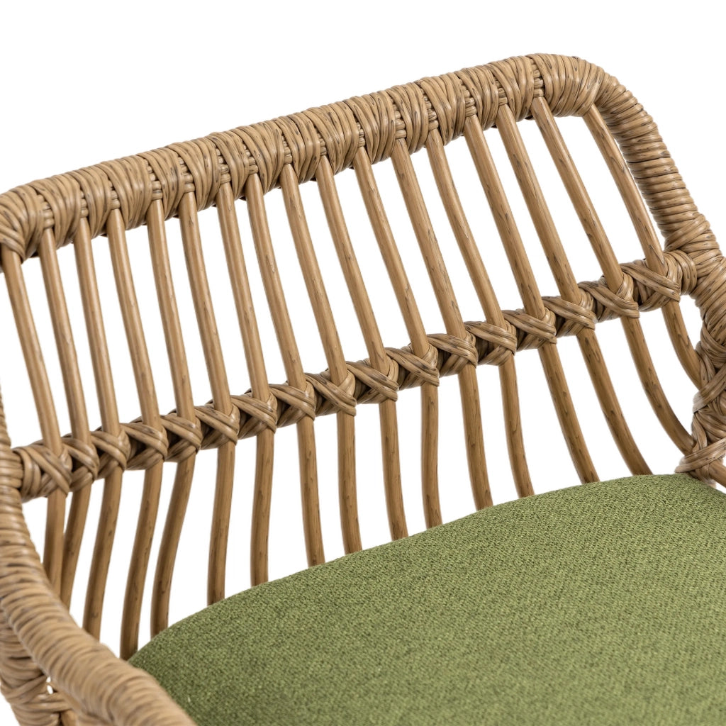 Sgabelli da Bar Set 2 Pezzi ¨C Xylo ¨C Rattan Verde, Regolabili, Girevoli 360¡ã