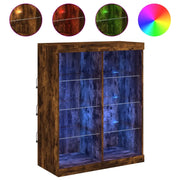 Credenza | Madia | Buffet da pranzo | Armadio da pranzo con Luci LED Rovere Fumo 81x37x100 cm