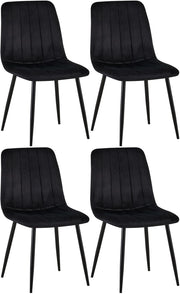 Set di 4 sedie Dijon nero,Velluto