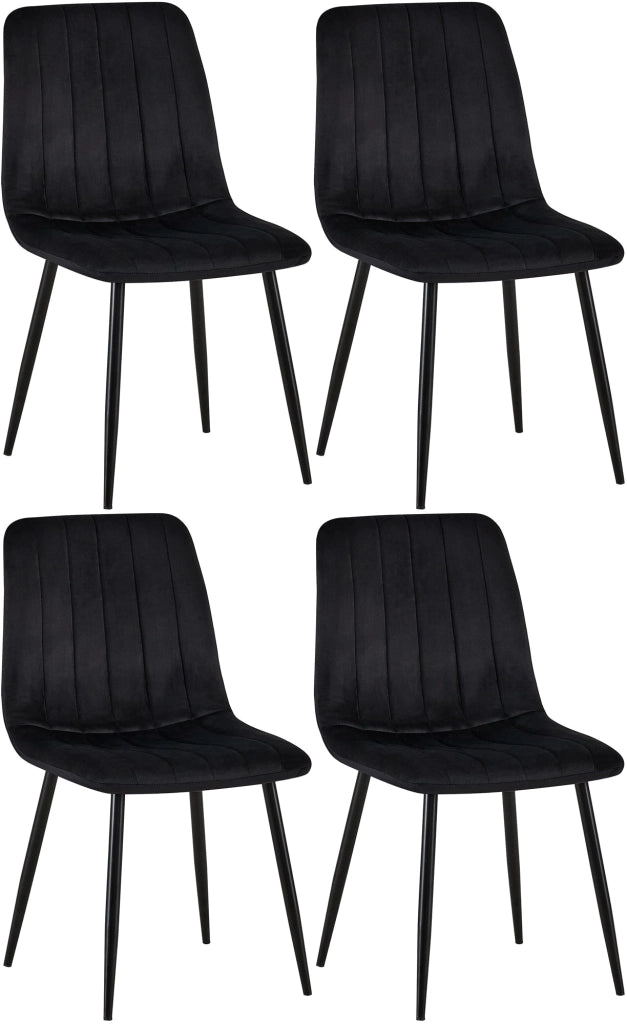 Set di 4 sedie Dijon nero,Velluto