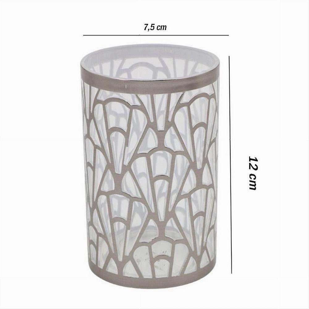 Trade Shop - Bicchiere Porta Spazzolini Accessorio Bagno Argento Contemporaneo Arredo 59101 -