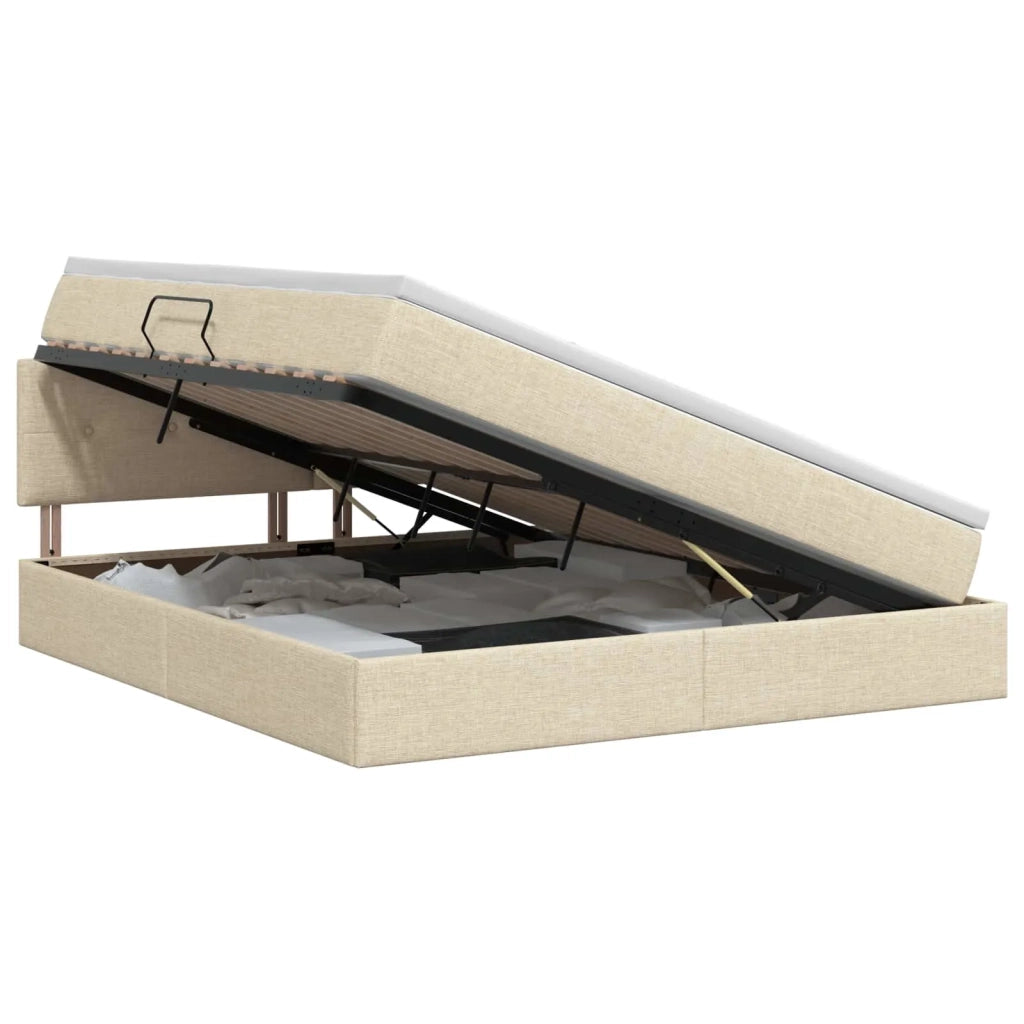 Letto con contenitore e materasso Crema 160 x 200 cm Velluto 3458635