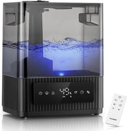 Dispositivo di umidificazione dell'aria per 6 litri per ambiente domestico - riempimento superiore - umidificatore ultrasonico per piante, bambini e neonati - diffusore di oli essenziali - funzione notturna - timer - silenzioso - nero
