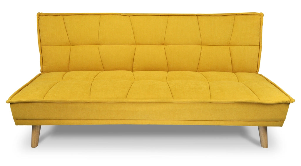 Divano letto clic clac in tessuto vellutato giallo, divano 3 posti - Bart -DL-BA16FBC