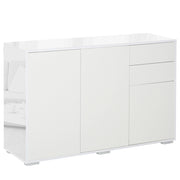 Mobiletto Multiuso con Cassetti e Armadietti in Legno Bianco ¨C Zephmum ¨C 117x36x74 cm