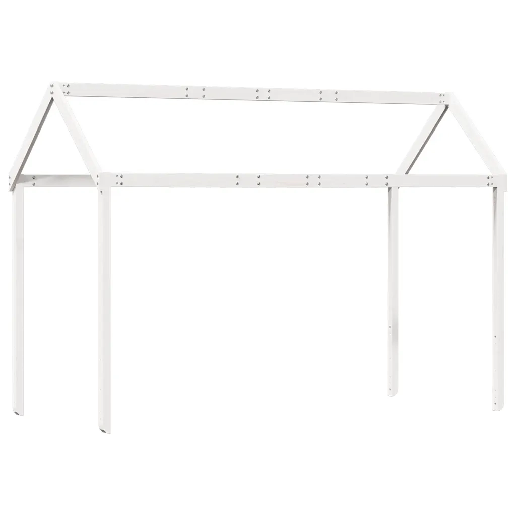 Tetto Letto Bambini Bianco 217x85,5x154 cm Legno Massello Pino