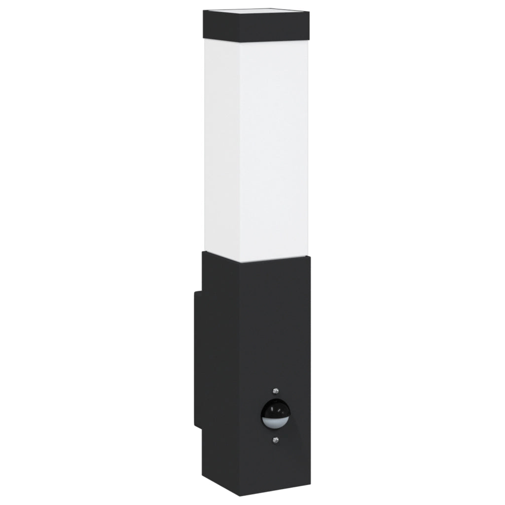 Luce da Parete Esterno con Sensore Nera Acciaio Inossidabile IP44