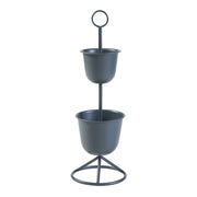 Supporto per piante da esterno 77 x 26 cm 2 vasi neri 03_0010328