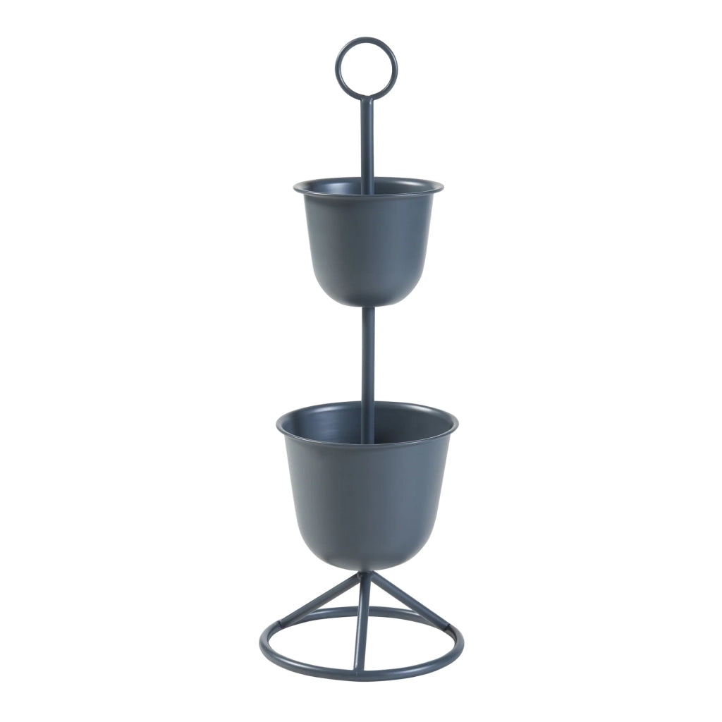 Supporto per piante da esterno 77 x 26 cm 2 vasi neri 03_0010328