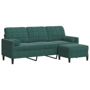 Divano | Divano da soggiorno | Sofa a 3 Posti con Poggiapiedi Verde scuro 180 cm in Velluto