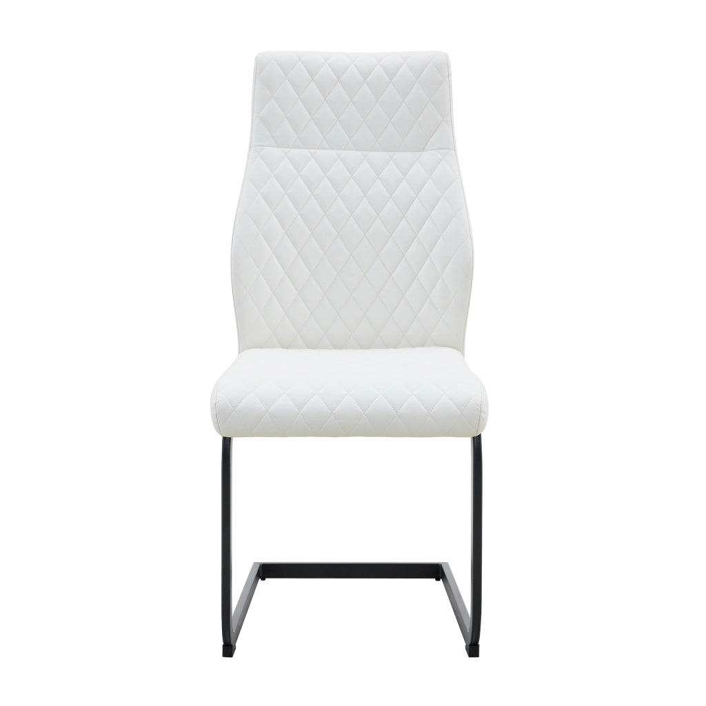 Sedie da Pranzo Set 2 Pezzi ¨C MINIMAL ¨C Schienale Alto, Seduta Imbottita, Struttura Metallo Nero, Bianche