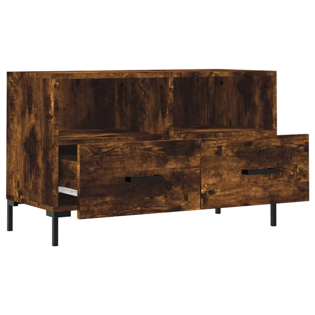 Mobile TV multimediale mensola TV credenza TV sala da pranzo soggiorno camera da letto rovere affumicato 80 x 36 x 50 cm legno ingegnerizzato marrone 02_0027395