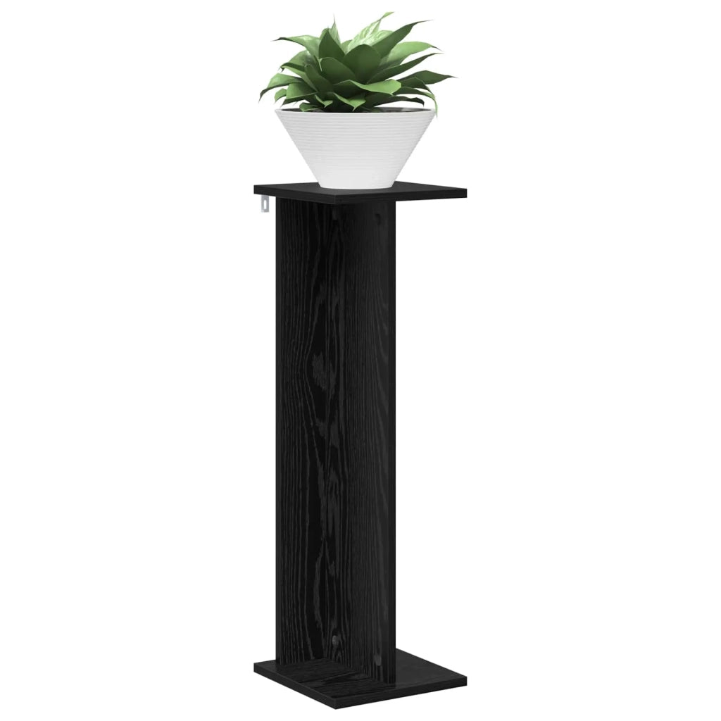 Supporto per piante 2 pcs Rovere Nero 25 x 25,5 x 80,5 cm