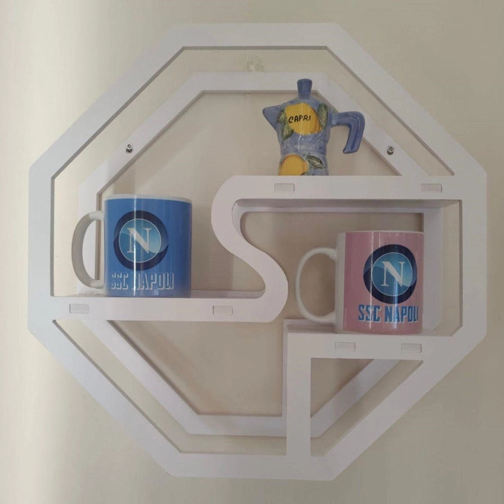 Trade Shop - Mensola Da Parete Decorativa Bianca Per Casa Design Geometrico Moderno Con Ripiani -