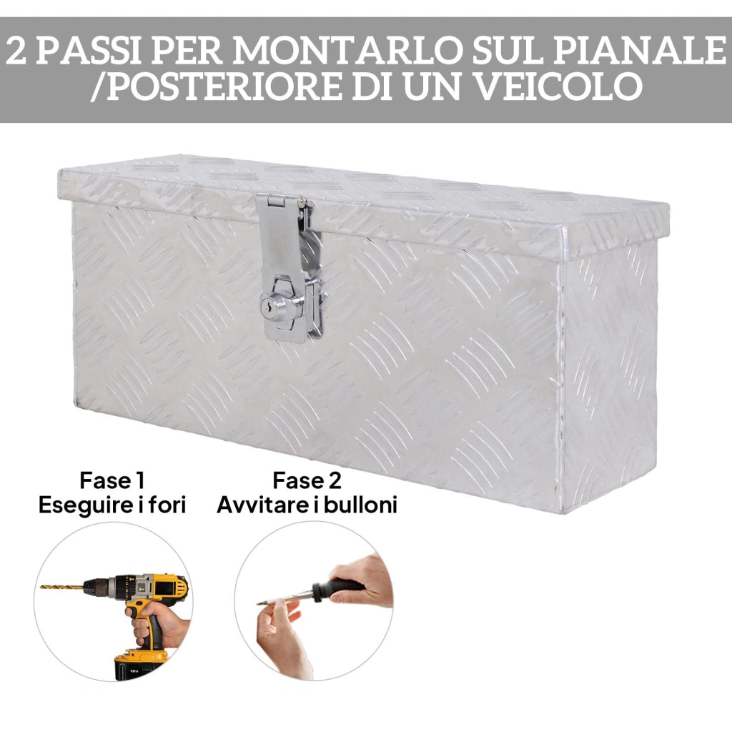 Cassetta Portautensili da 2 kg 50x15,5x20,5 cm con Chiusura a Chiave In Alluminio
