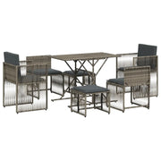 Set da Pranzo da Giardino 7 pz | Set Salotto da Giardino con Cuscini in Polyrattan Grigio