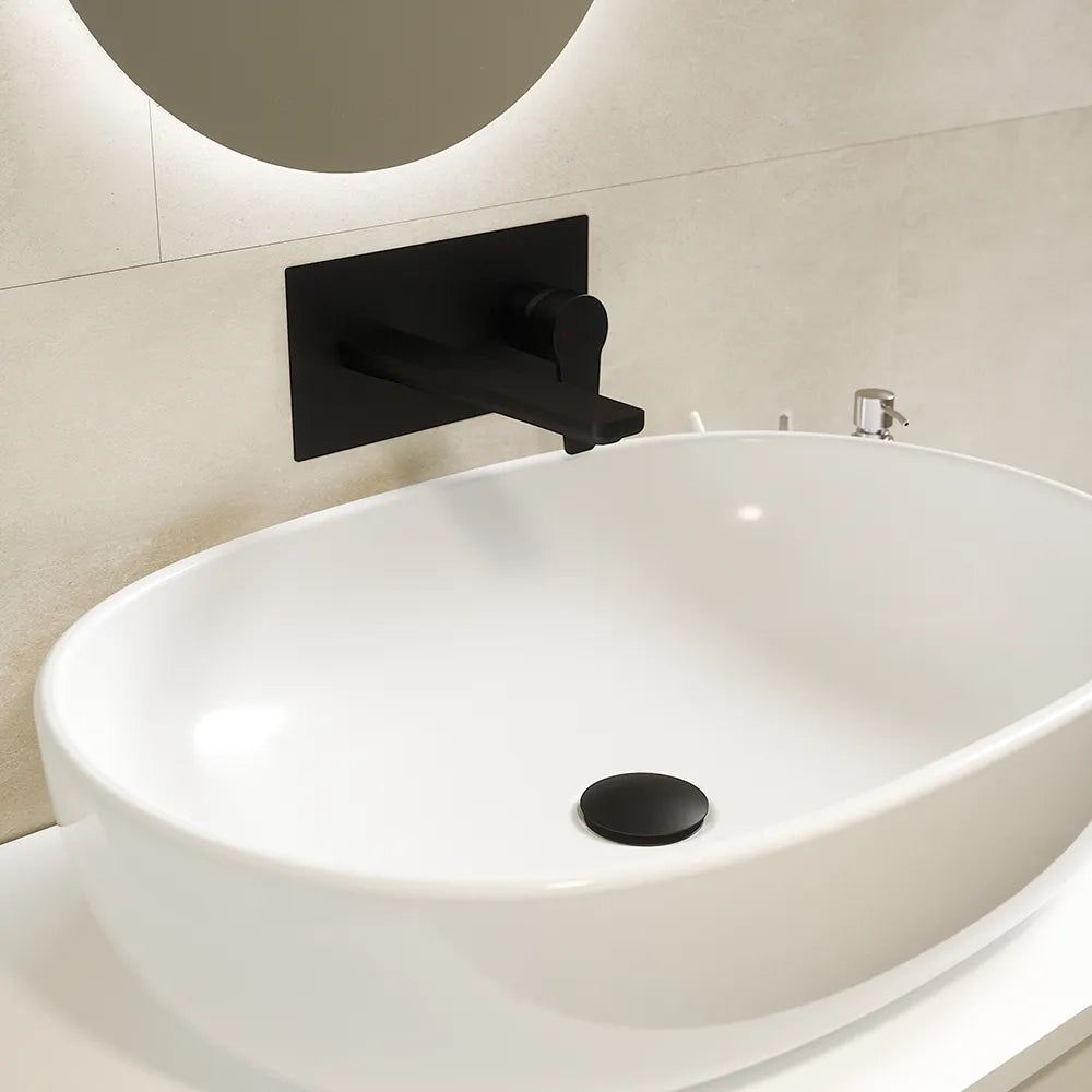 Set miscelatori: lavabo ad incasso bidet senza scarico e incasso doccia c/deviatore nero opaco | Jane