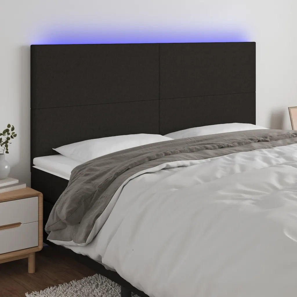 Testiera | Testata a LED nero 200x5x118/128cm in Tessuto